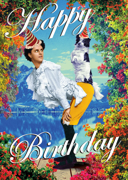 Happy Birthday Man and Dog Greeting Card by Max Hernn